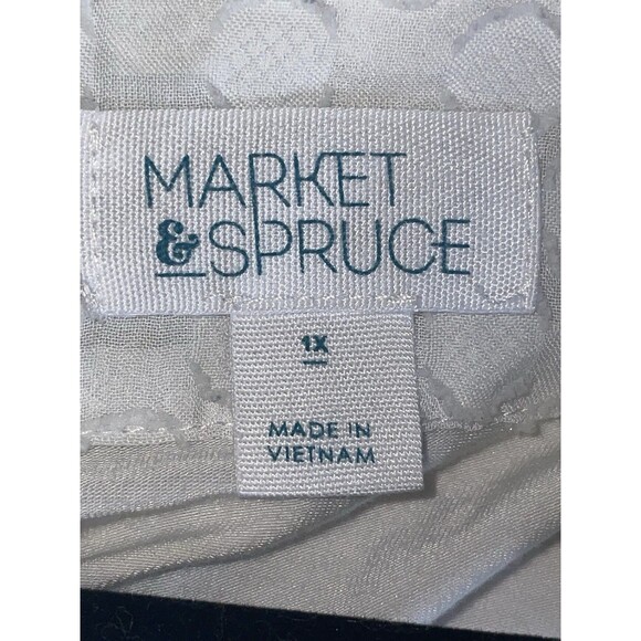 Market & Spruce Tank Top Sleeveless White Textured Casual Blouse - Picture 4 of 6